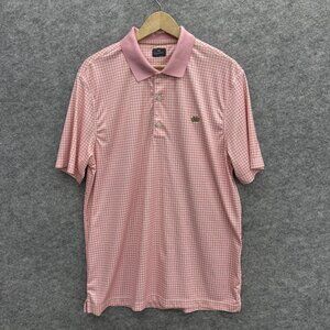 Tourney Men's Golf Polo Shirt, Casual Performance Activewear, Pink Checker, L